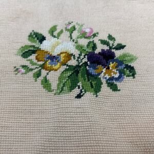 Paragon Vintage Completed Needlepoint Square . Pansies . Flower Design